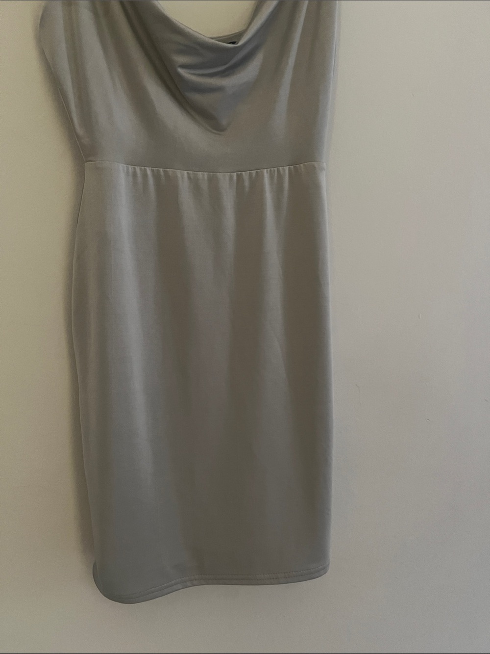 Boohoo Light Gray Drape Front Dress with Longline Cardigan - Picture 5 of 6